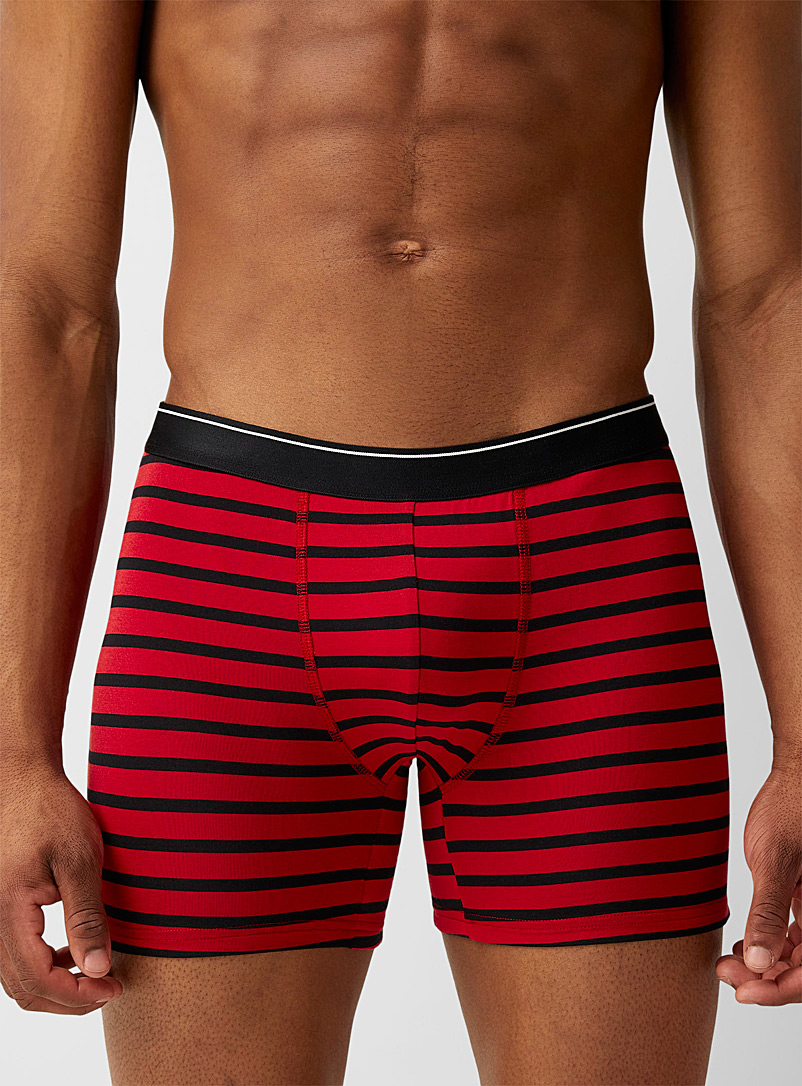 Le 31 Patterned Red Twin stripe boxer brief for men