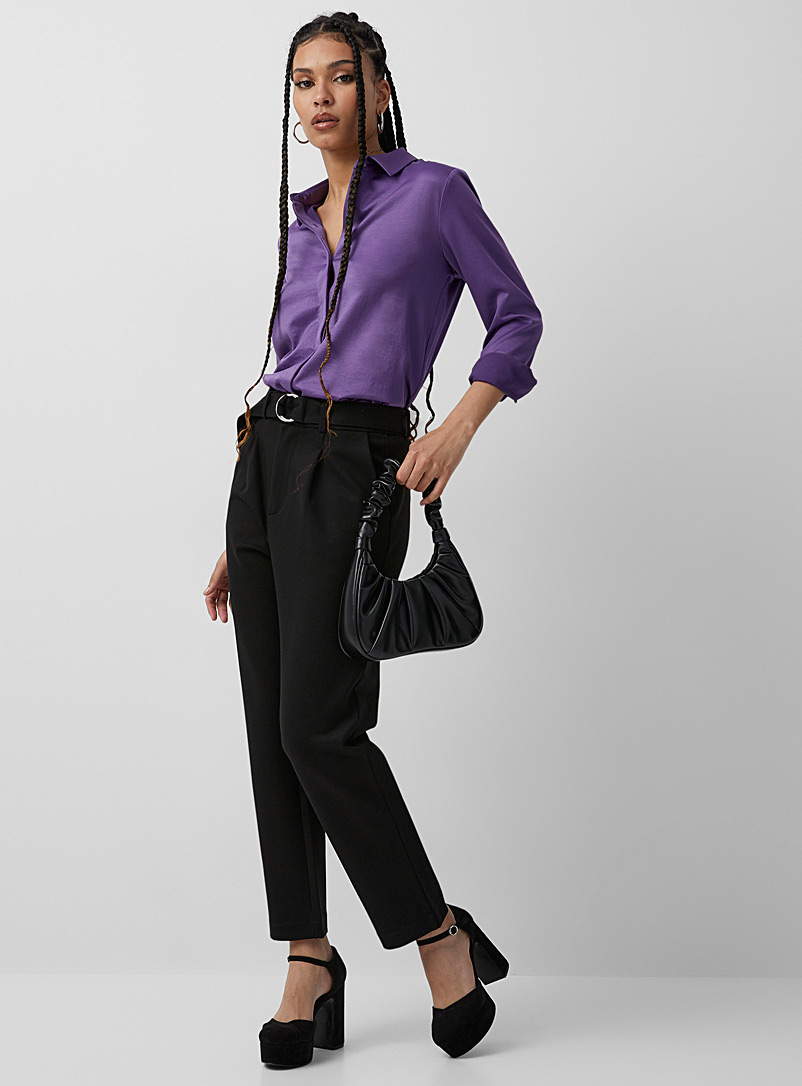 Icône Black Belted Ponte di Roma pant for women