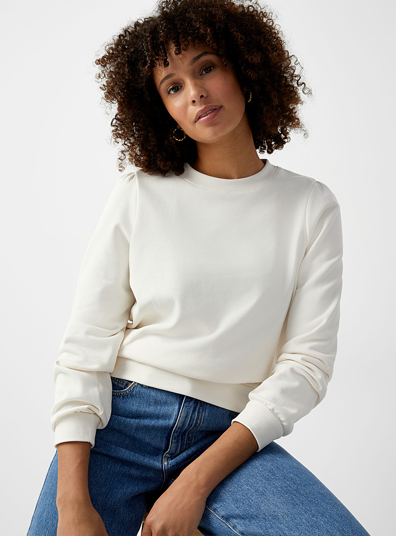 Contemporaine Sand Puff-sleeve French terry sweatshirt for women