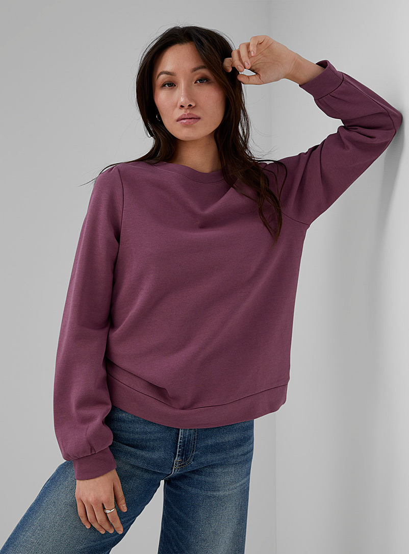 Contemporaine Medium Crimson Puff-sleeve French terry sweatshirt for women
