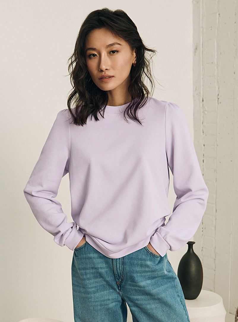 Contemporaine Lilacs Puff-sleeve French terry sweatshirt for women