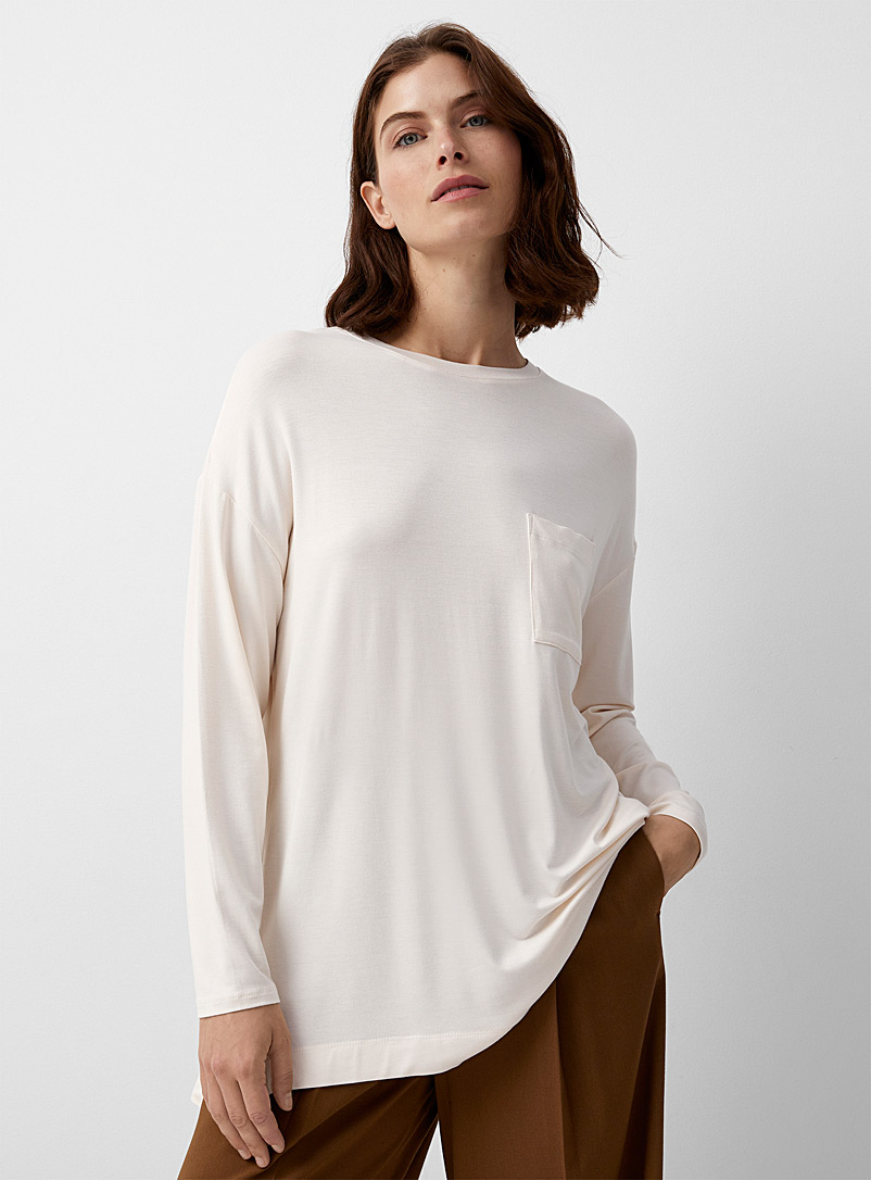 Contemporaine Sand Soft jersey long-sleeve tunic for women