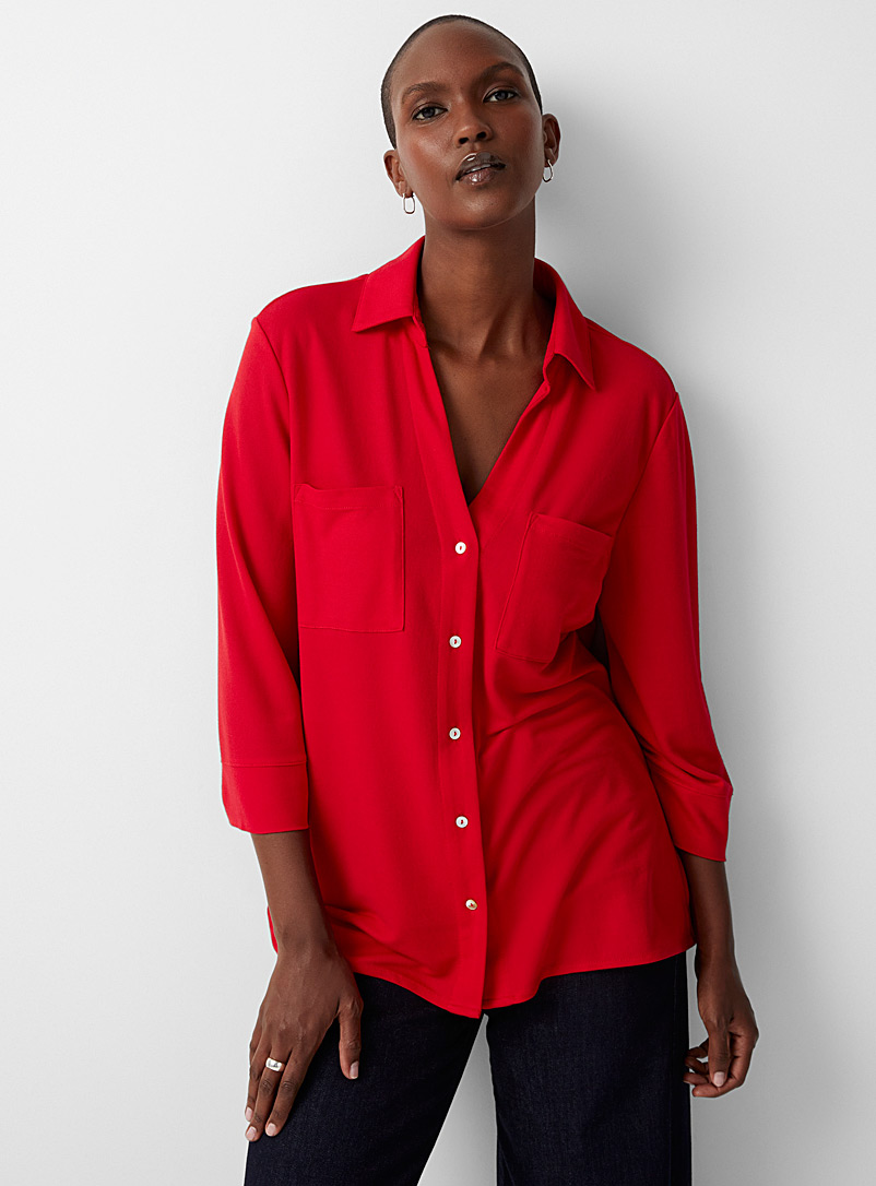 Contemporaine: La chemise en piqué léger Rouge pour femme