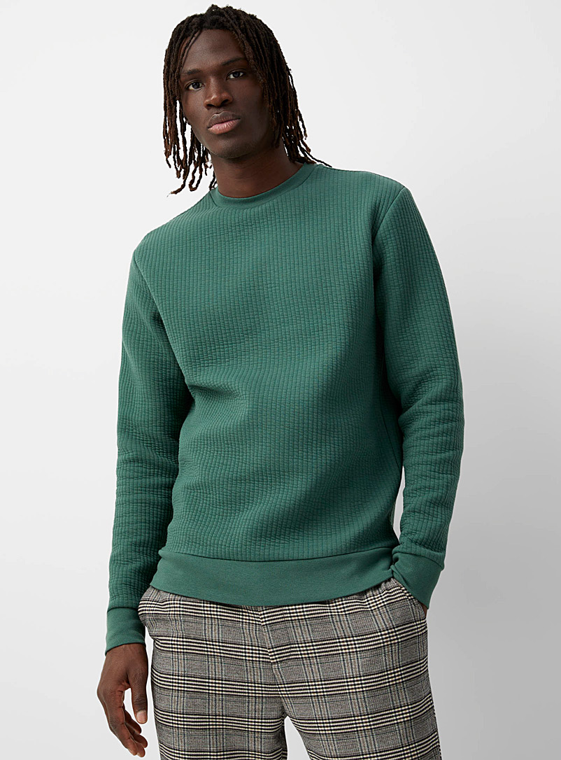 Le 31 Green Quilted sweatshirt for men