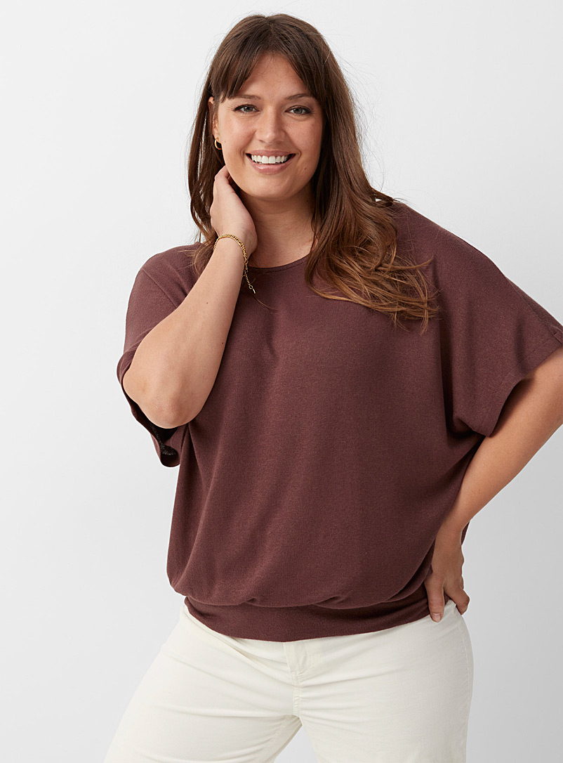 Contemporaine Dark Brown Brushed bloused T-shirt for women