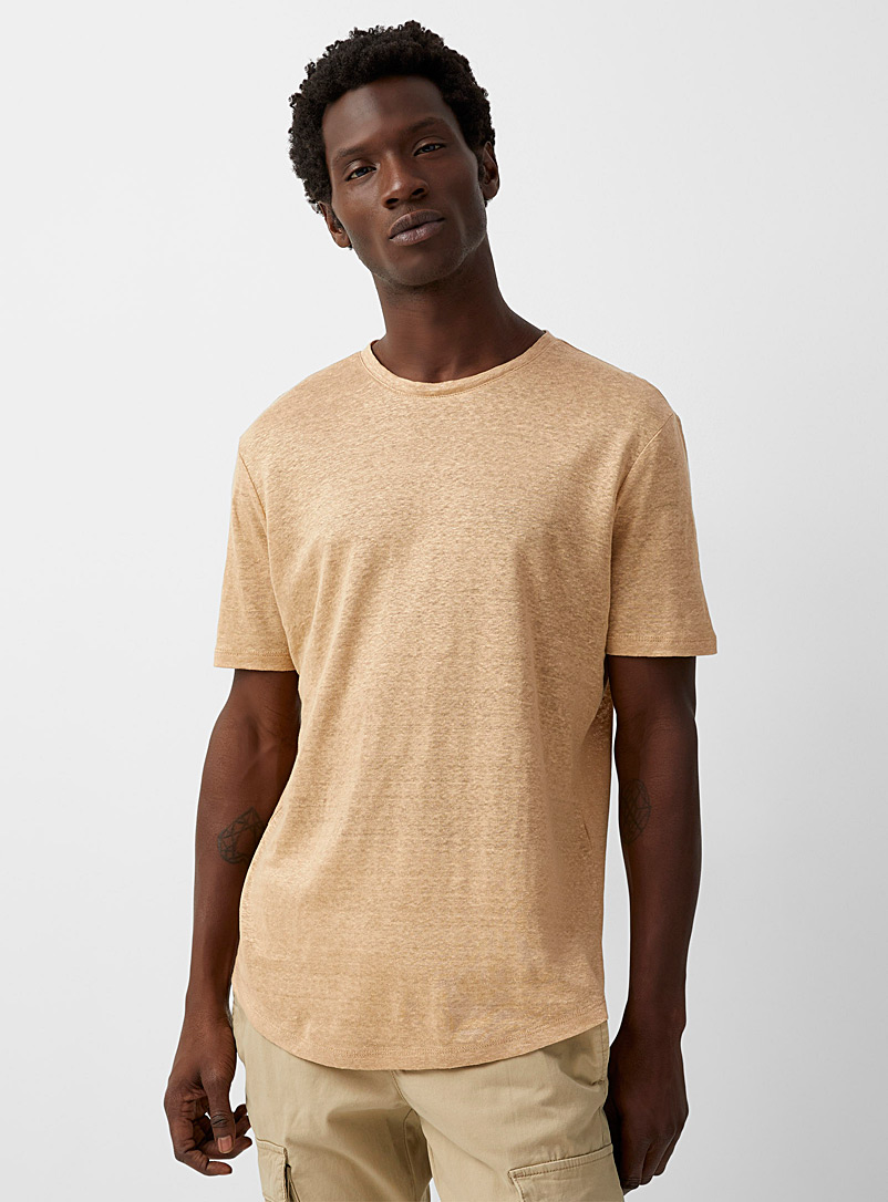 Le 31 Sand Solid pure linen jersey T-shirt for men