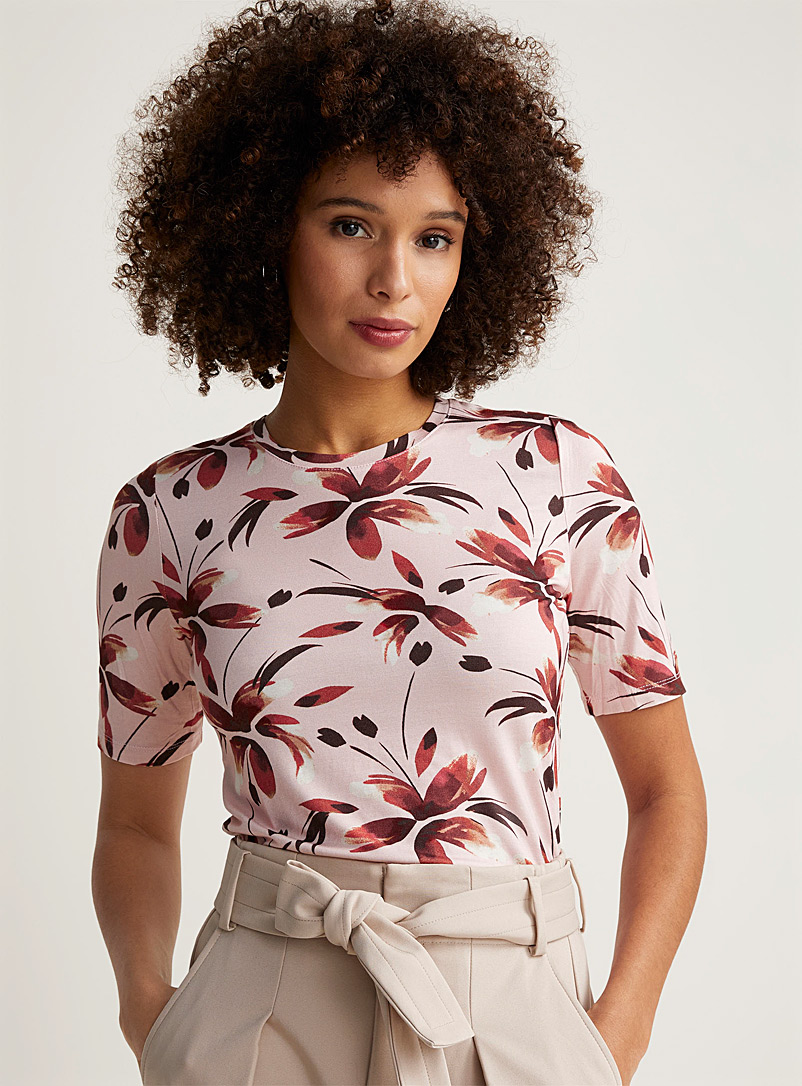 Contemporaine Medium Pink Elbow-length-sleeve print T-shirt for women