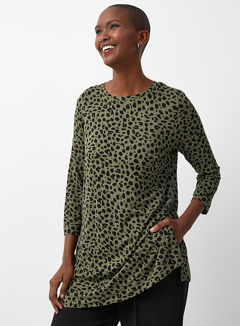 Contemporaine Patterned Green Side slits print tunic for women