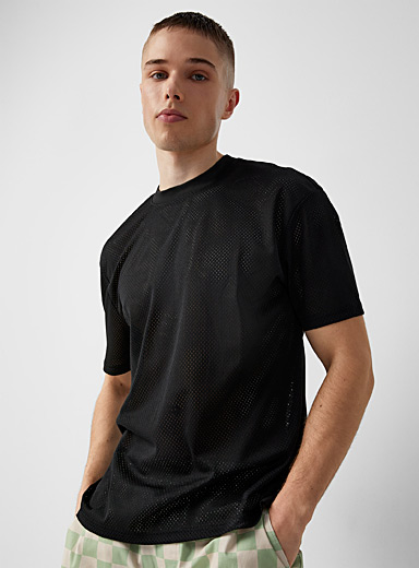 Djab Black Solid mesh T-shirt for men