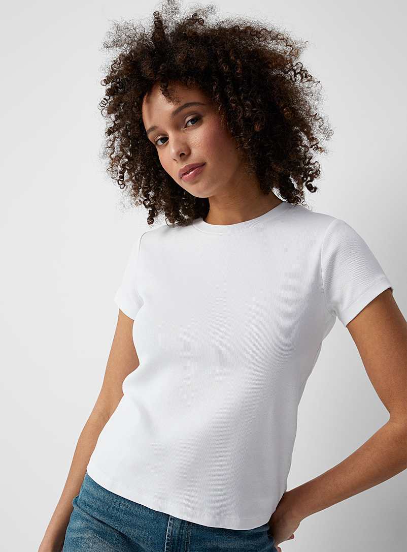 Contemporaine White Baby-rib crew-neck T-shirt for women