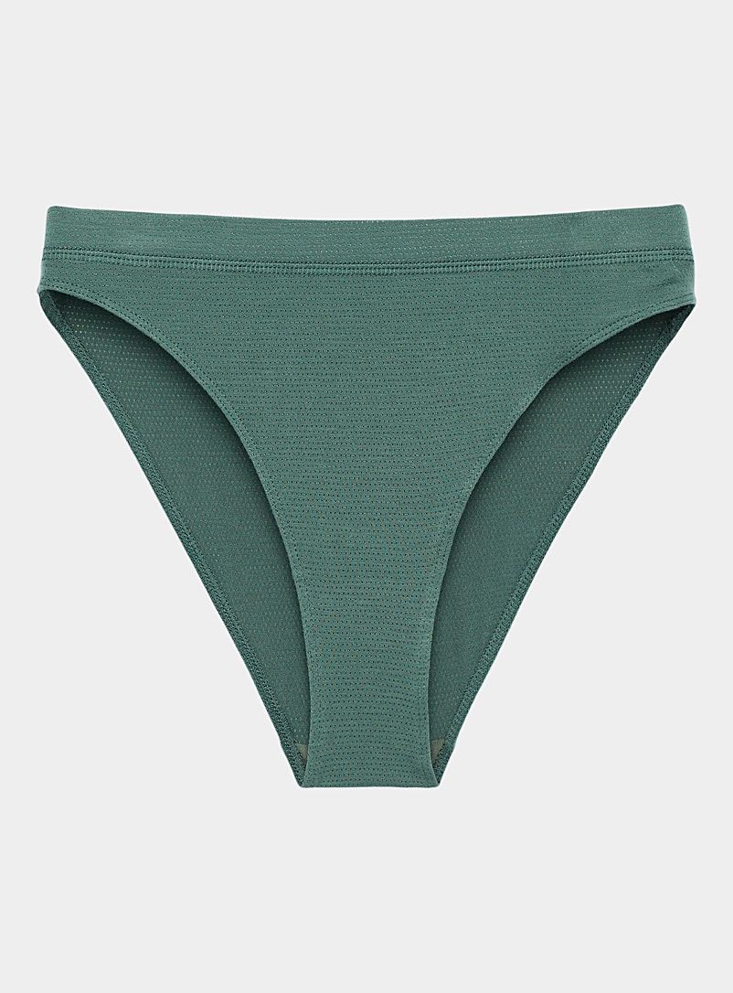 Miiyu Bottle Green High-rise micro-perforated panty for women