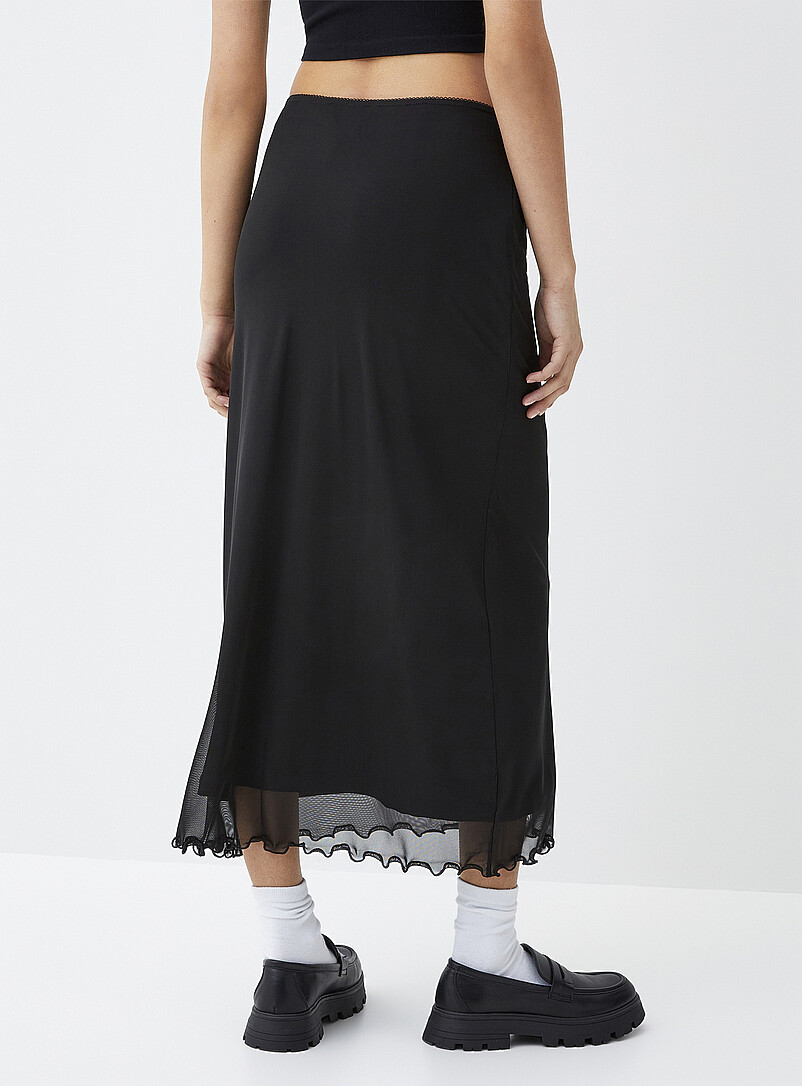 Twik: La jupe filet bord frisons Noir pour femme