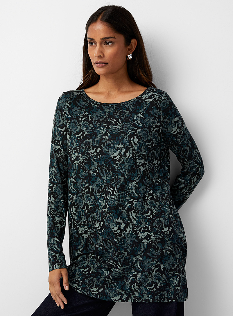 Contemporaine Patterned green Long-sleeve printed tunic for women