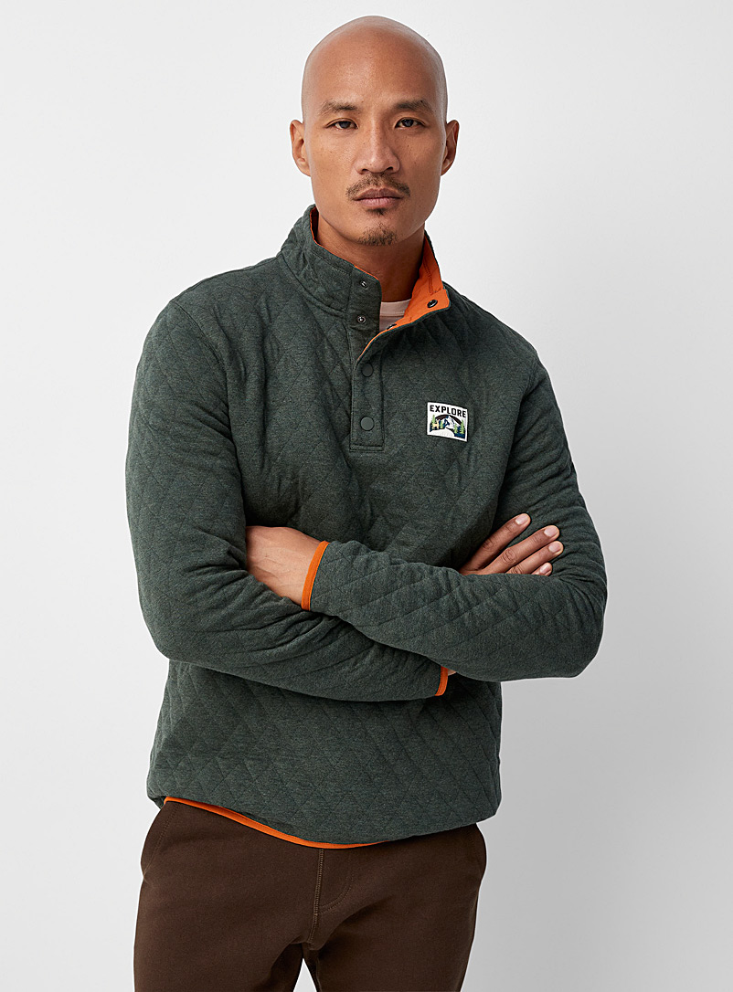 Le 31 Green Explore quilted sweatshirt for men