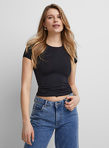 Waffle texture cropped T-shirt