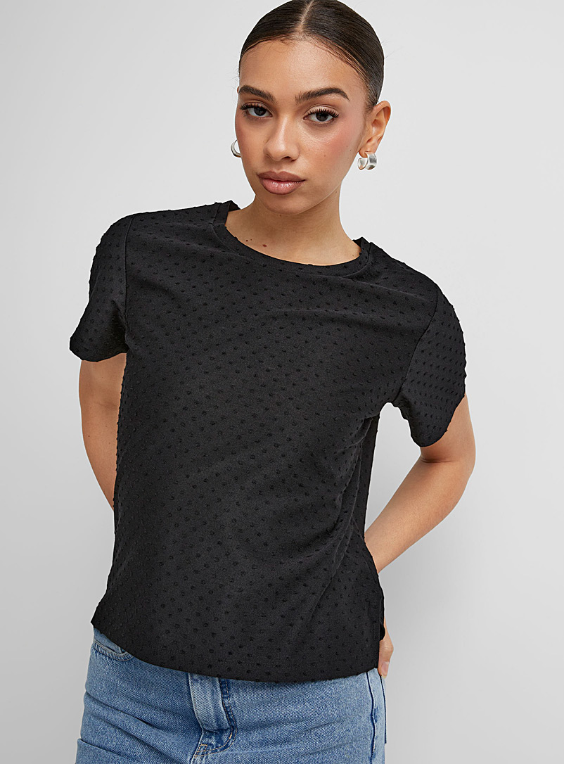 Icône Black Swiss dot T-shirt for women