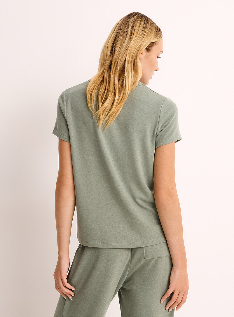 Miiyu Ivory/Cream Beige Solid crew-neck T-shirt for women