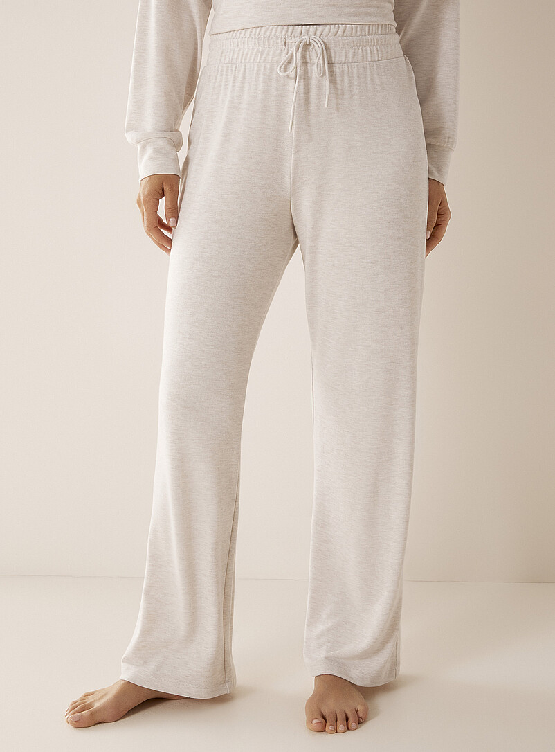 Miiyu: Le pantalon d&eacute;tente droit uni Ivoire - Beige cr&egrave;me pour femme