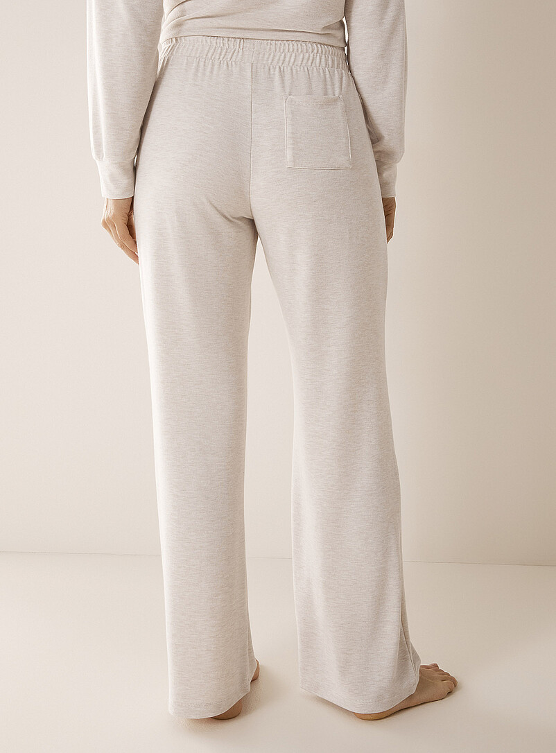 Miiyu: Le pantalon d&eacute;tente droit uni Ivoire - Beige cr&egrave;me pour femme