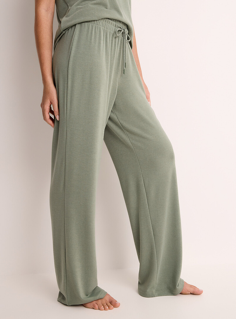 Miiyu: Le pantalon d&eacute;tente droit uni Ivoire - Beige cr&egrave;me pour femme