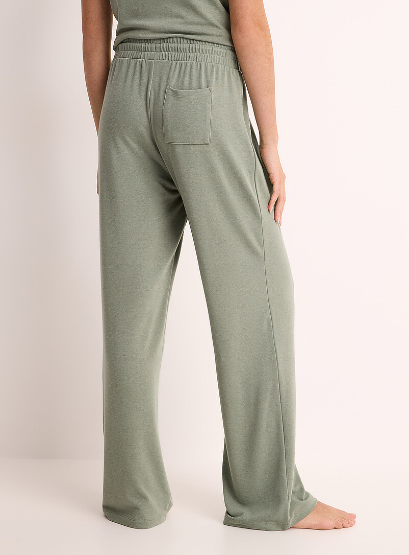 Miiyu: Le pantalon d&eacute;tente droit uni Ivoire - Beige cr&egrave;me pour femme