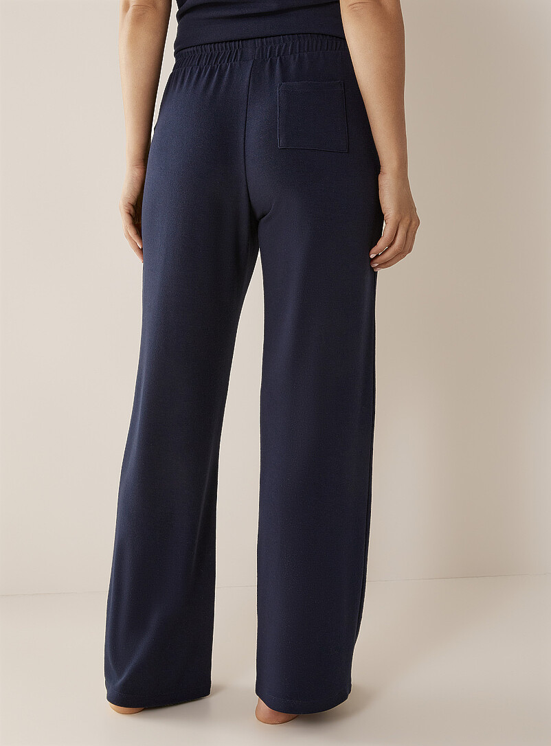 Miiyu: Le pantalon d&eacute;tente droit uni Bleu marine - Bleu nuit pour femme