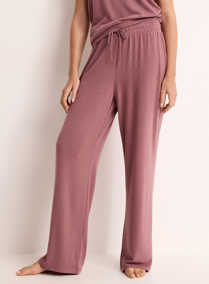 Miiyu: Le pantalon d&eacute;tente droit uni Ivoire - Beige cr&egrave;me pour femme