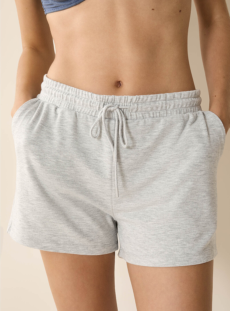 Miiyu Grey Solid ajustable-waist lounge short for women