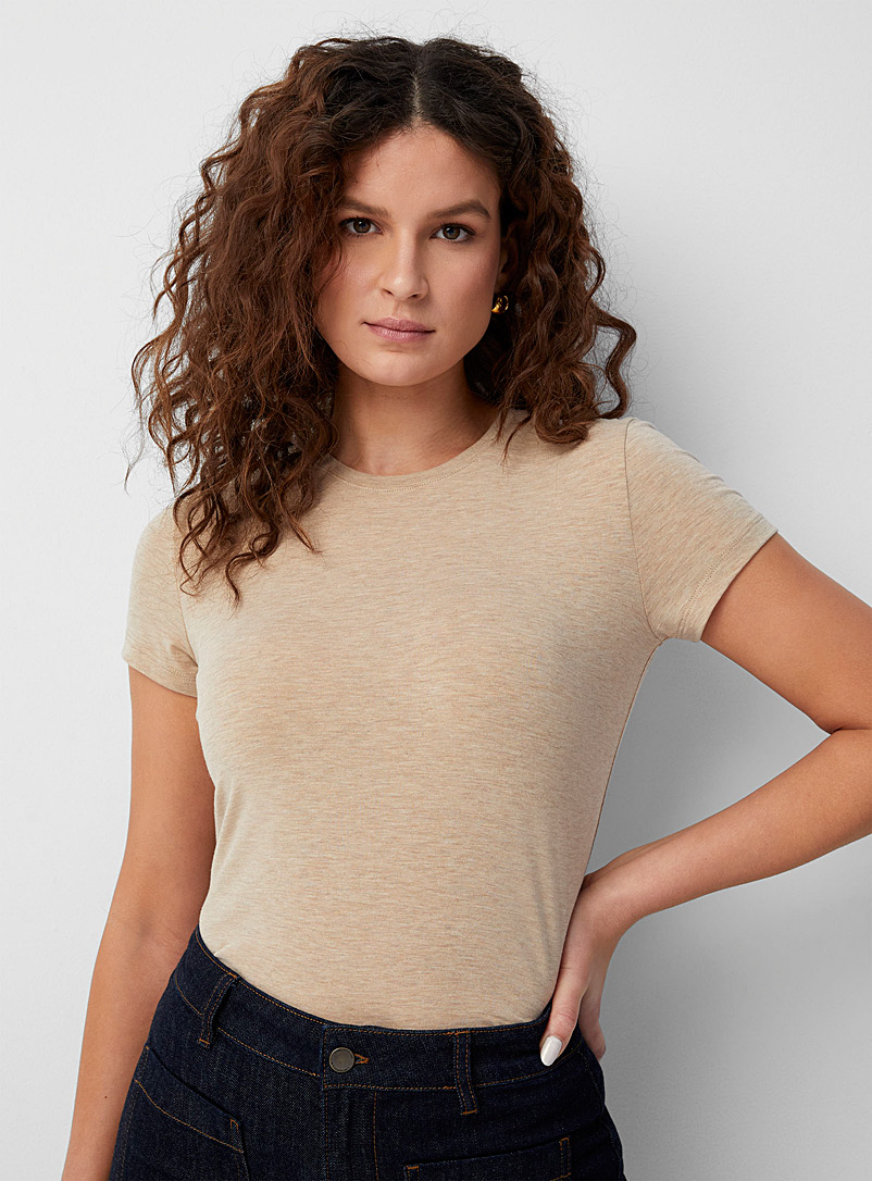 Contemporaine Sand Touch of silk crew-neck T-shirt for women