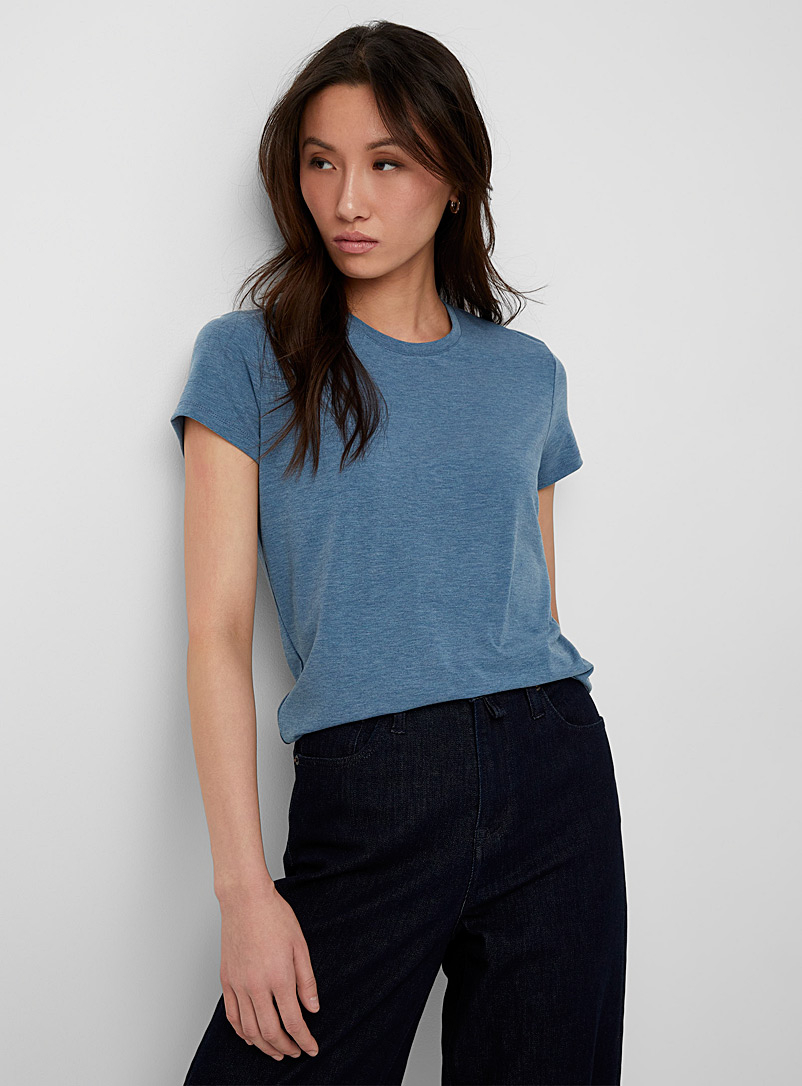 Contemporaine Slate Blue Touch of silk crew-neck T-shirt for women