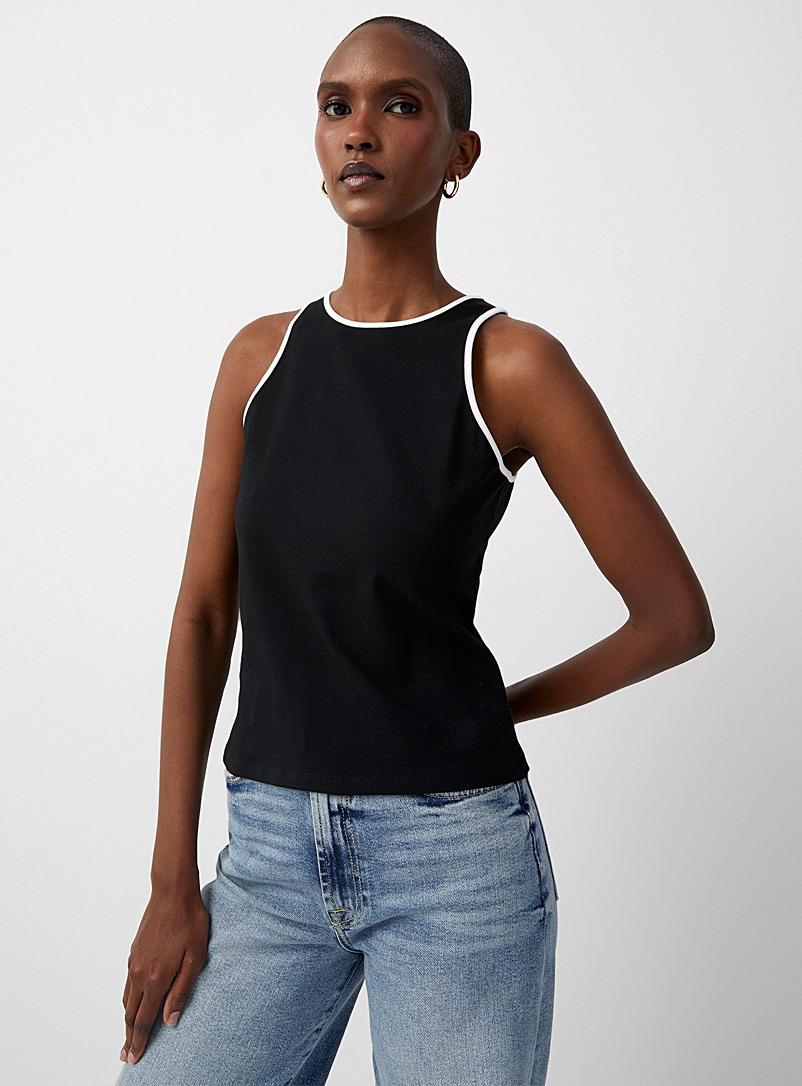 Contemporaine: La camisole passepoil contraste Noir pour femme