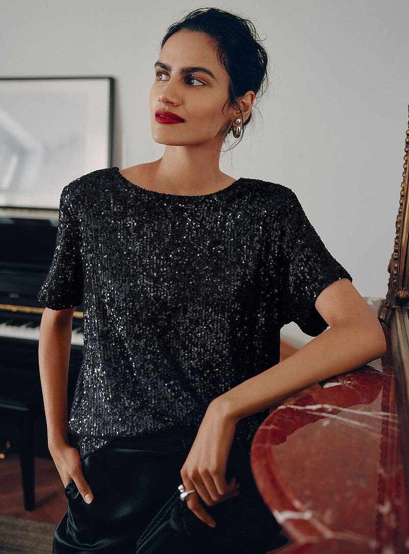 Top Oversize Noir Ba&sh – Épaulettes Et Boutons De Manchette – Taille 1 – Coton élasthanne – Occasion Très Bon état