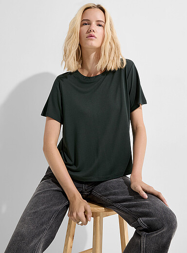T-shirt manches courtes vert émeraude femme | Morgan