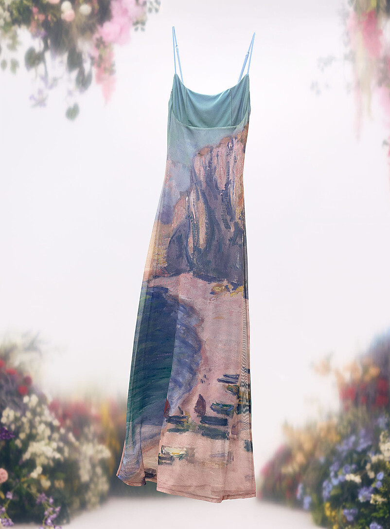 Ic&ocirc;ne Monet Thin-strap micromesh maxi dress for women
