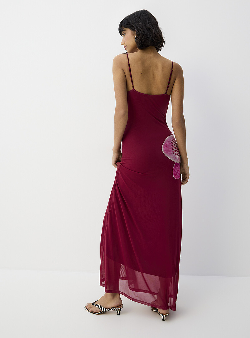 Ic&ocirc;ne: La longue robe fines bretelles microfilet Monet pour femme