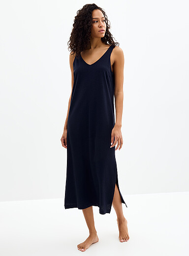 La longue robe de nuit col V doux lin