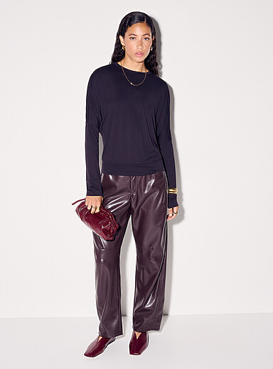 Ic&ocirc;ne Grape/Dark Crimson Batwing-sleeve flowy T-shirt for women