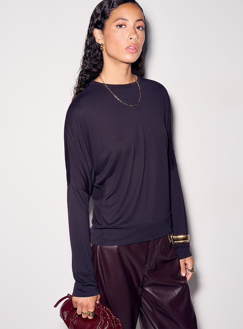 Batwing-sleeve flowy T-shirt | Icône | Shop Women's Long Sleeves