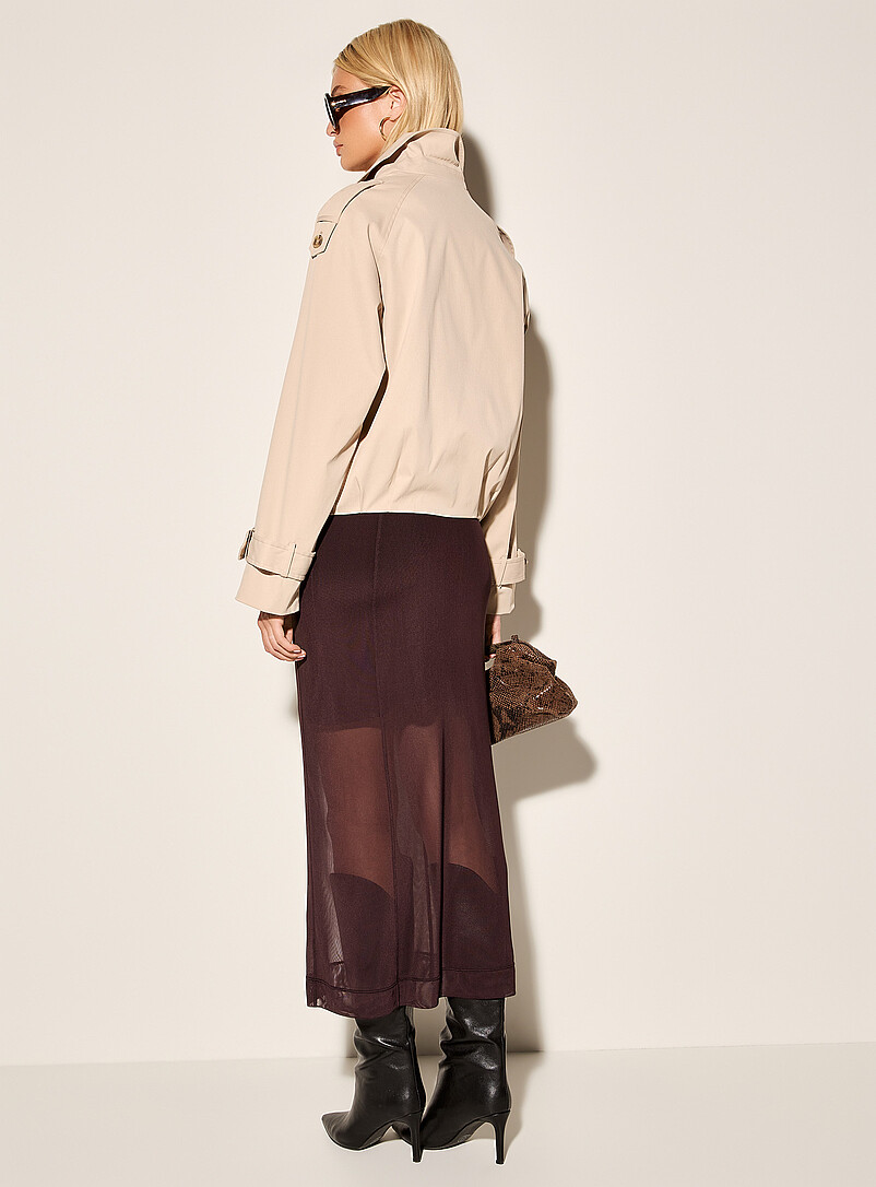 Ic&ocirc;ne Chocolate/Espresso Micromesh maxi skirt for women