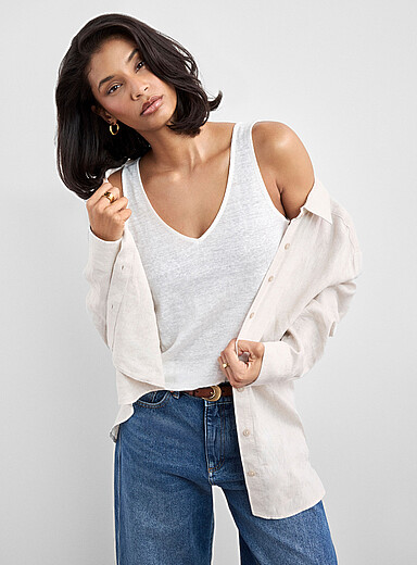 La camisole col V pur lin
