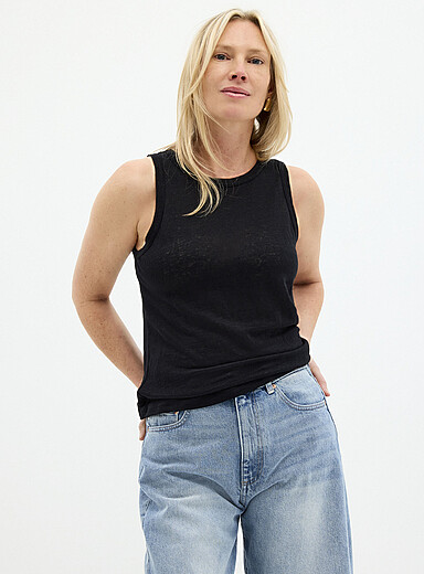 La camisole unie col rond pur lin