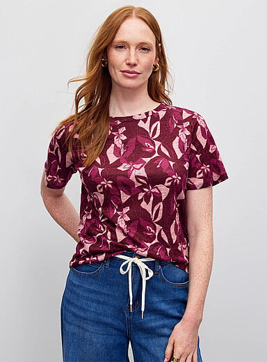Le t-shirt flamm&eacute; &agrave; motif pur lin