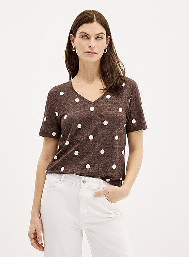 Pure linen V-neck T-shirt