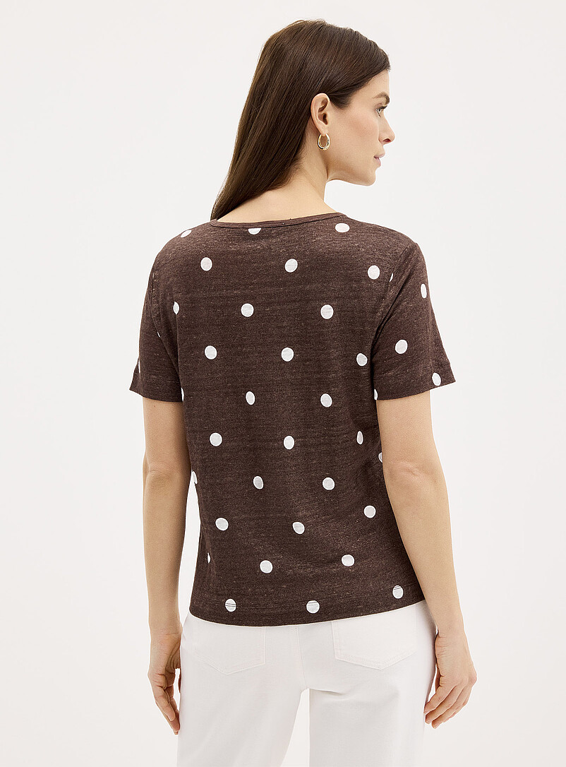 Contemporaine Khaki/Sage/Olive Pure linen V-neck T-shirt for women