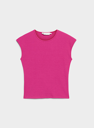 Contemporaine: Le t-shirt c&ocirc;tel&eacute; ajust&eacute; manches cape Blanc pour femme