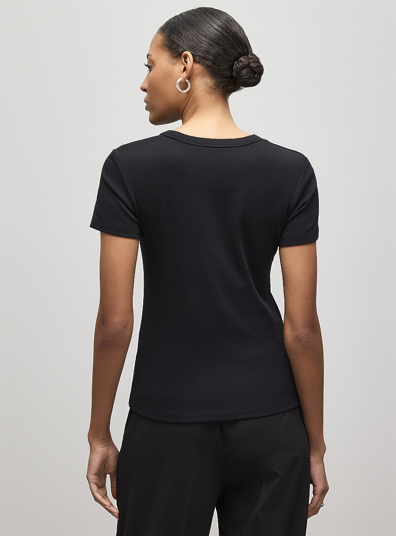 Contemporaine: Le t-shirt ajust&eacute; col rond Bleu p&acirc;le - Bleu ciel pour femme