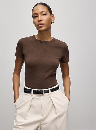 Crew-neck fitted T-shirt