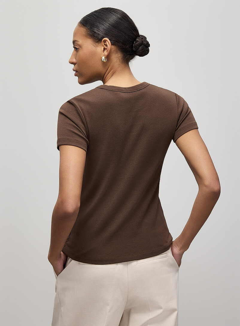 Contemporaine Baby Blue Crew-neck fitted T-shirt for women