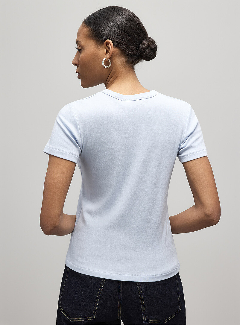 Contemporaine Baby Blue Crew-neck fitted T-shirt for women