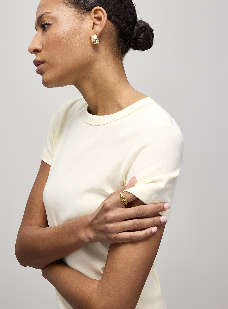 Contemporaine: Le t-shirt ajust&eacute; col rond Bleu p&acirc;le - Bleu ciel pour femme